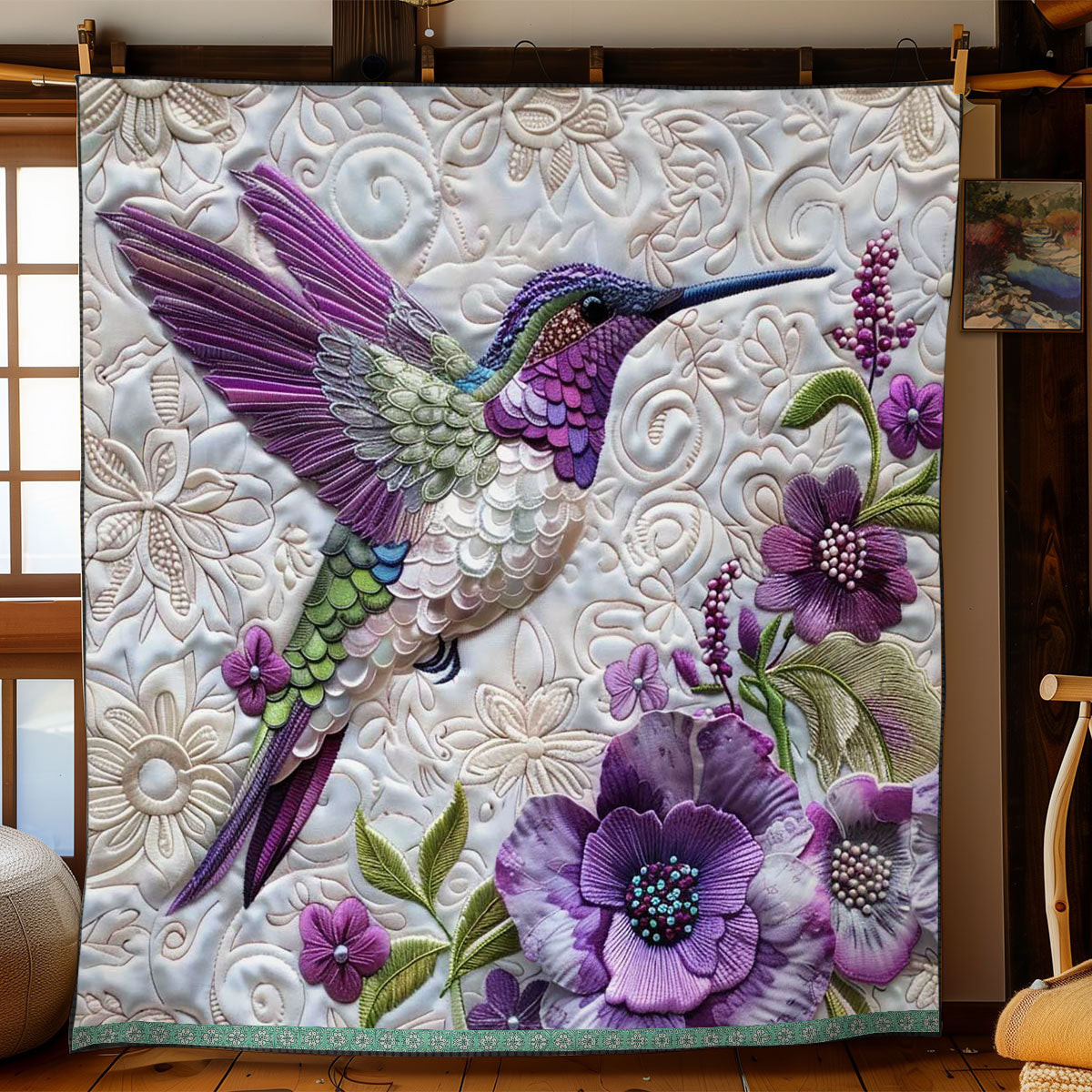 Purple Hummingbird Quilt Blanket Throws For Couch Cute Mothers Day Gifts