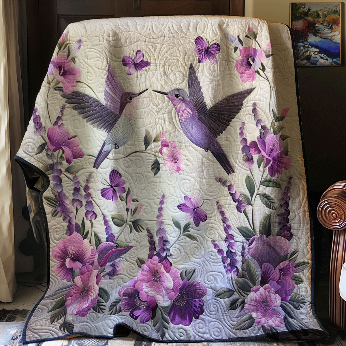 Purple Hummingbirds Quilt Blanket Christmas Throws Good Family Christmas Presents