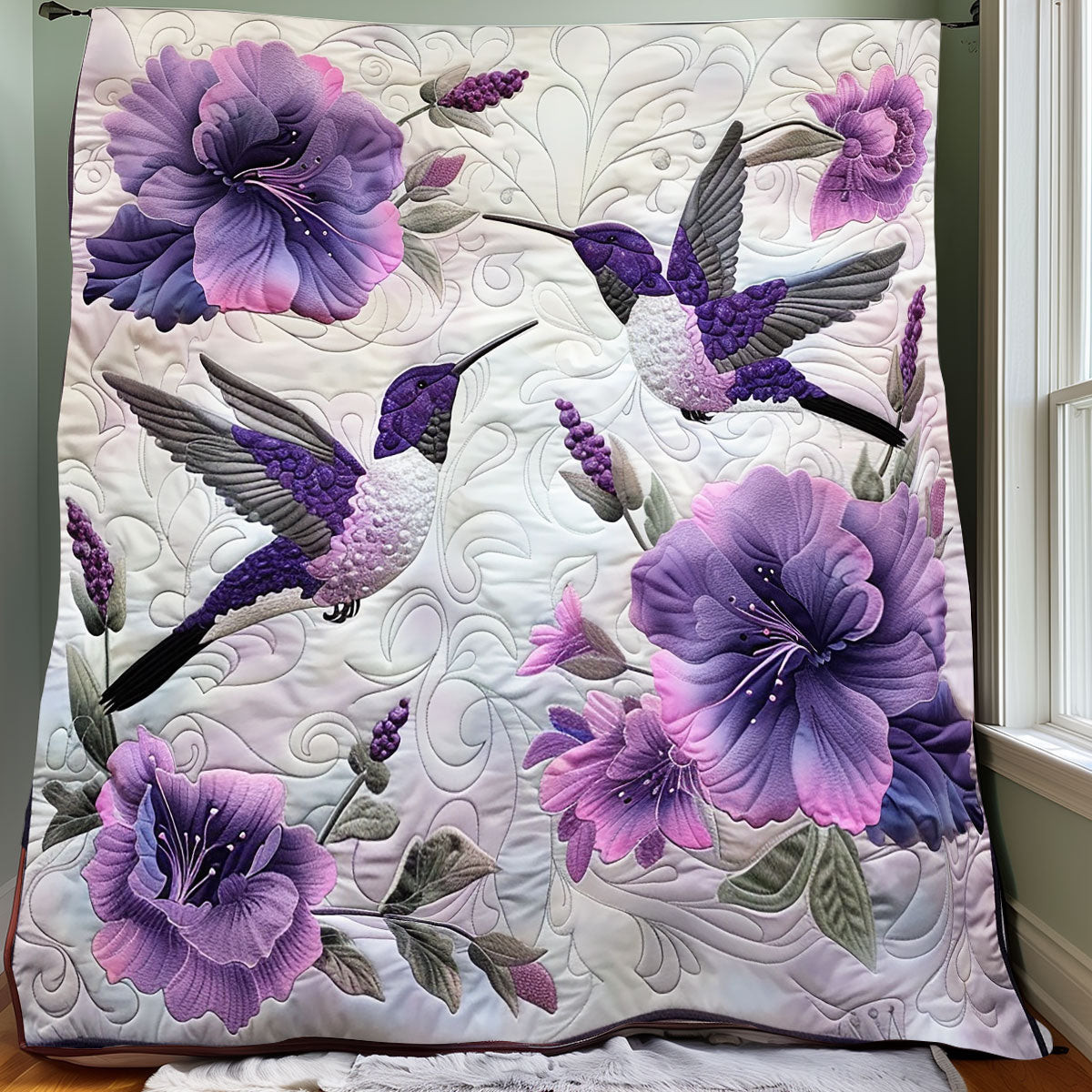 Purple Hummingbirds Quilt Blanket Couch Blanket Gifts For Mother In Law