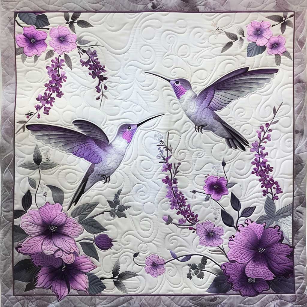 Purple Hummingbirds Quilt Blanket Throws And Blankets Mother And Son Christmas Gifts