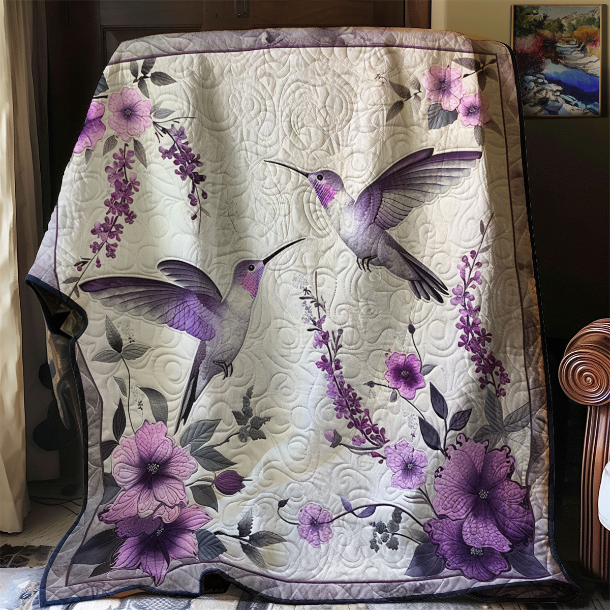 Purple Hummingbirds Quilt Blanket Throws And Blankets Mother's Day Presents For Mom