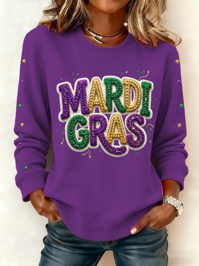 Purple Mardi Gras Sweatshirt Mardi Gras Shirts Women Gifts For Wife