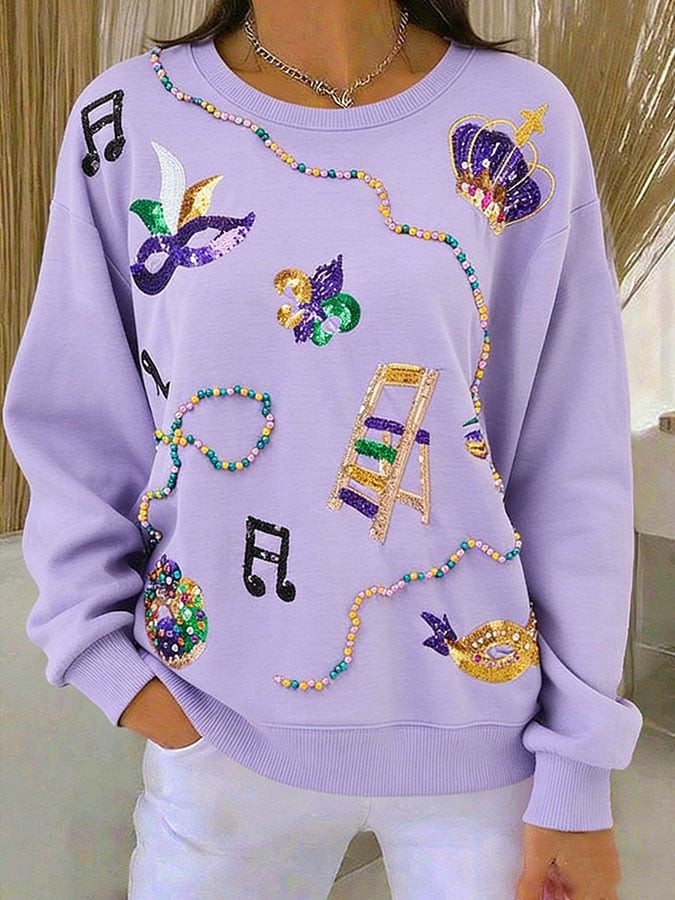 Purple Mardi Gras Sweatshirt Mardi Gras Themed Clothes Gifts For Sister Purple Mardi Gras Sweatshirt Mardi Gras Themed Clothes Gifts For Sister