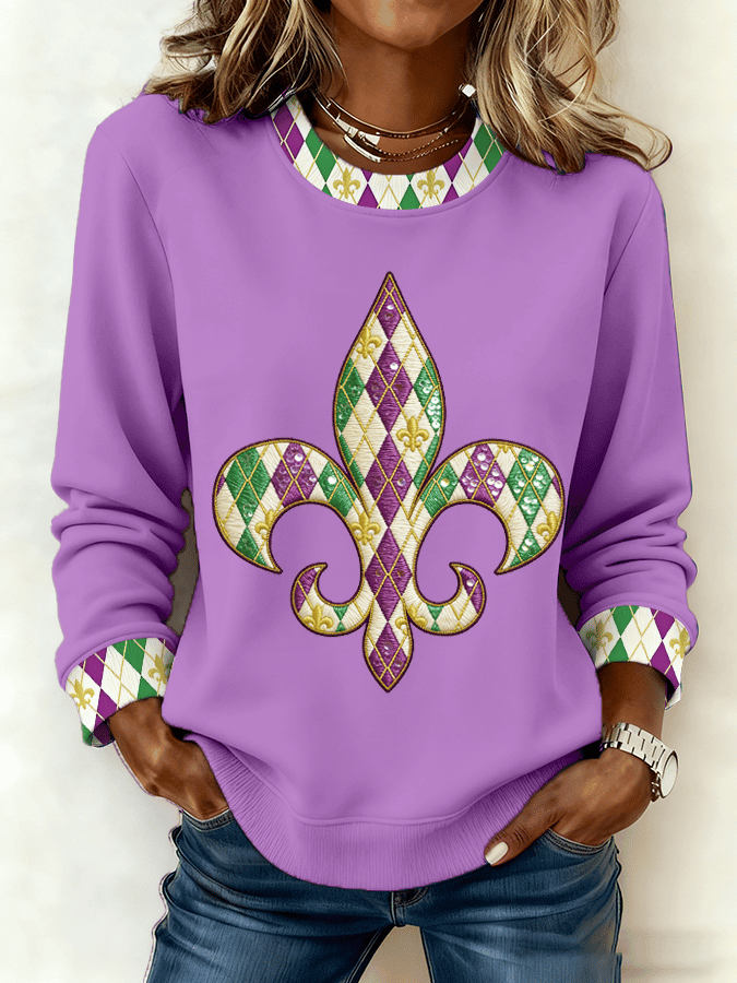 Purple Mardi Gras Sweatshirt Women's Mardi Gras Apparel Gifts For Sister Purple Mardi Gras Sweatshirt Women's Mardi Gras Apparel Gifts For Sister