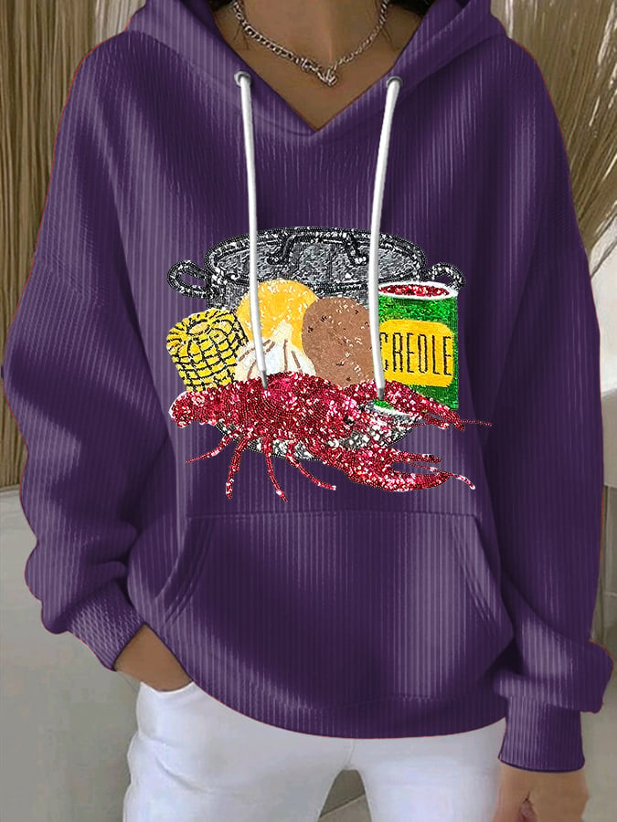 Purple Mardi Gras Waffle Hoodie Fleur De Lis Clothing Mardi Gras Apparel Women