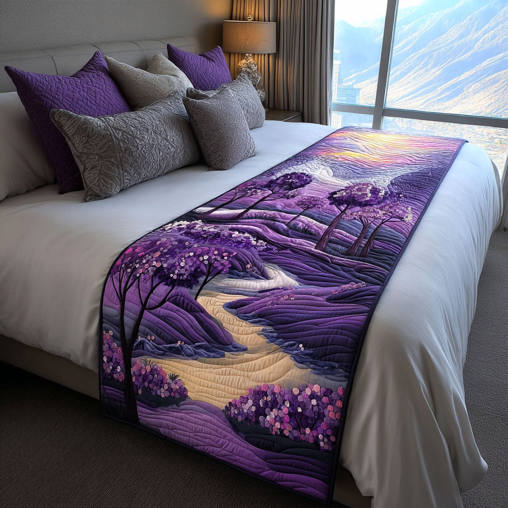 Purple Meadows Quilted Bed Runner Bed Decorations Sunflower Presents