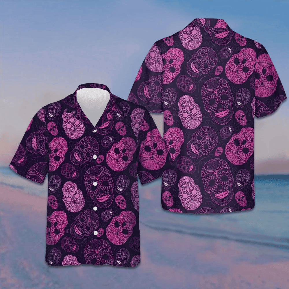 Purple Midnight Sugar Skull Hawaiian Shirt Day Of The Dead Skull Shirt Gifts For Brother