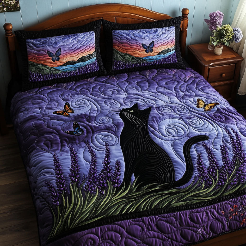 Purple Night Stalker Quilted Bedding Set Best Comforter Sets Black Cat Gift Ideas