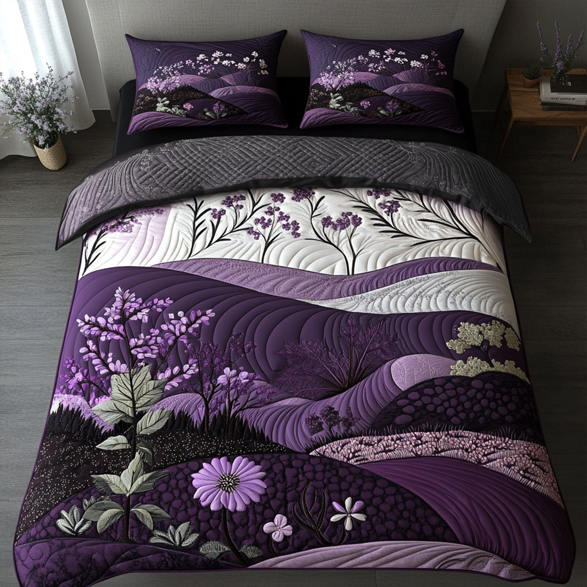Purple Serenity Quilted Bedding Set Bedroom Purple Decor Secret Santa Gift Ideas