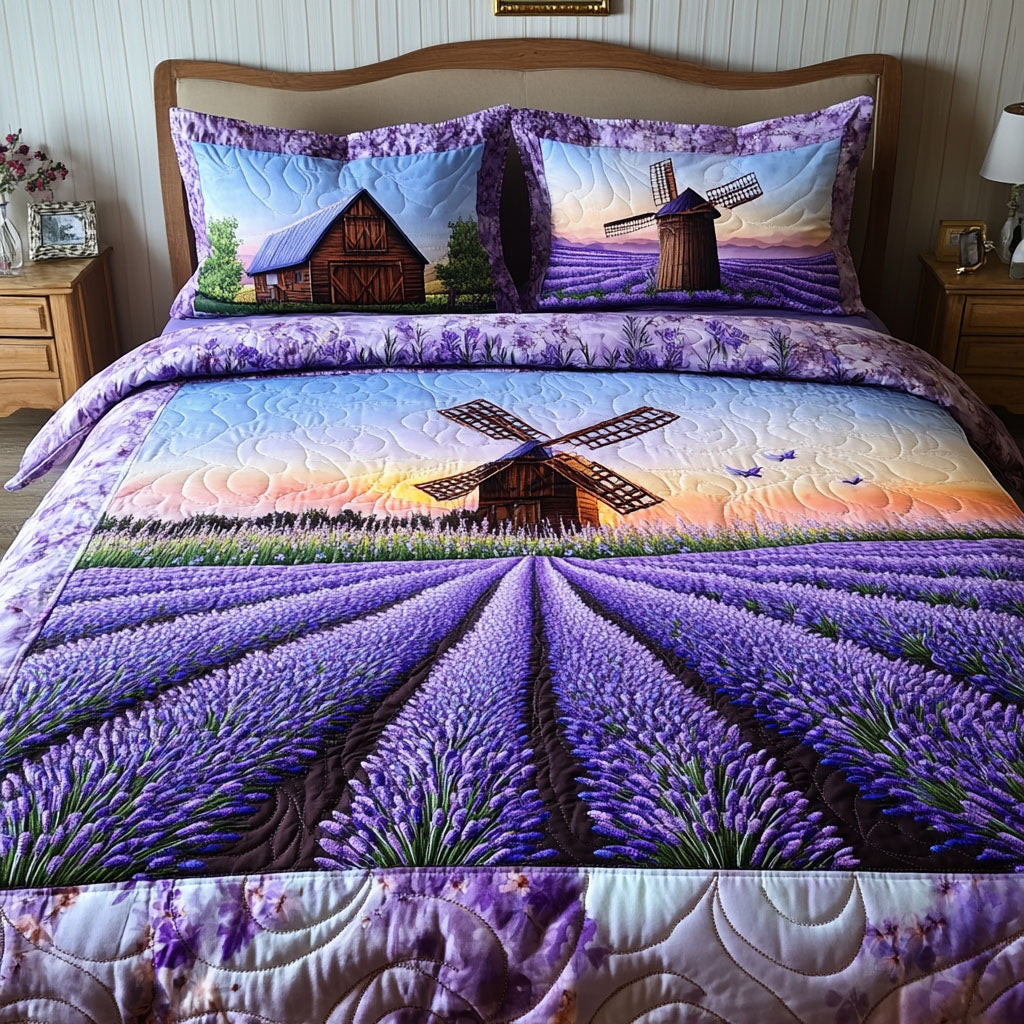 Purple Tranquility Quilted Bedding Set Cute Room Decor Unusual Lavender Gifts