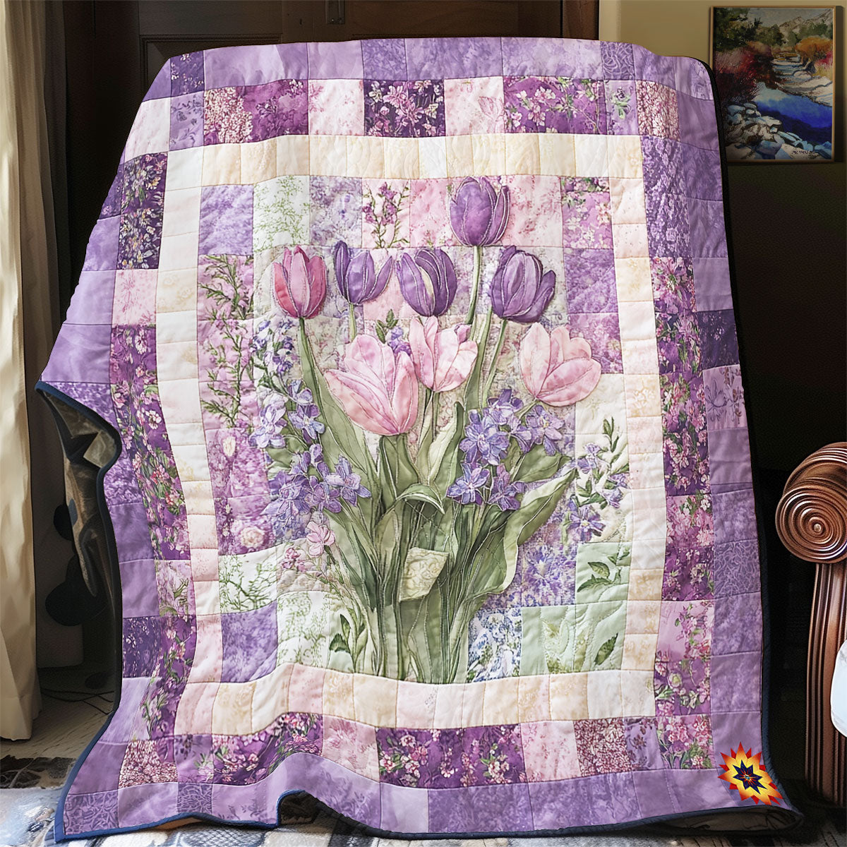 Purple Tulip Quilt Blanket Throw Blankets For Couch Funny Christmas Gifts