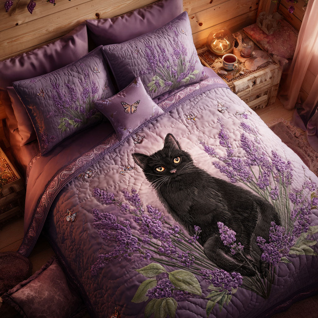 Purple Whisper Quilted Bedding Set Cozy Comforter Set for Winter Warmth