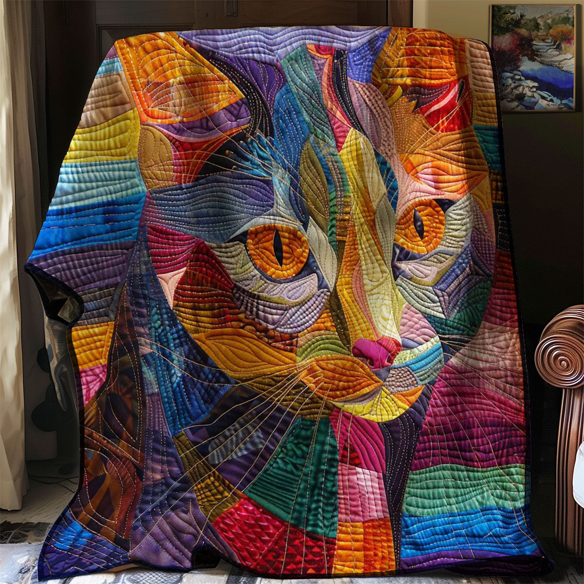 Purrfect Cat Quilt Blanket Soft Throw Blanket Best Father's Day Gifts For Dad