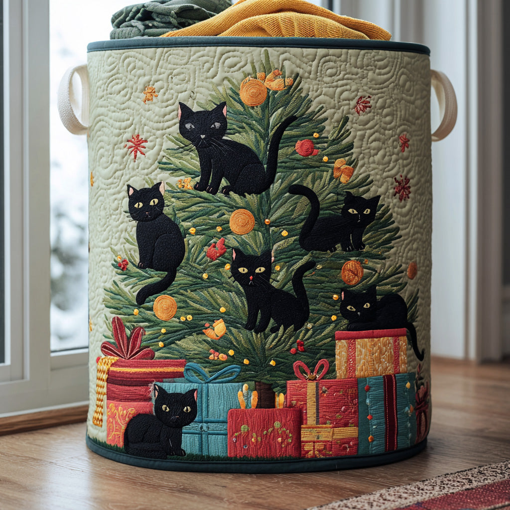 Purrfect Chaos Quilted Laundry Basket Mother's Day Merch Gift