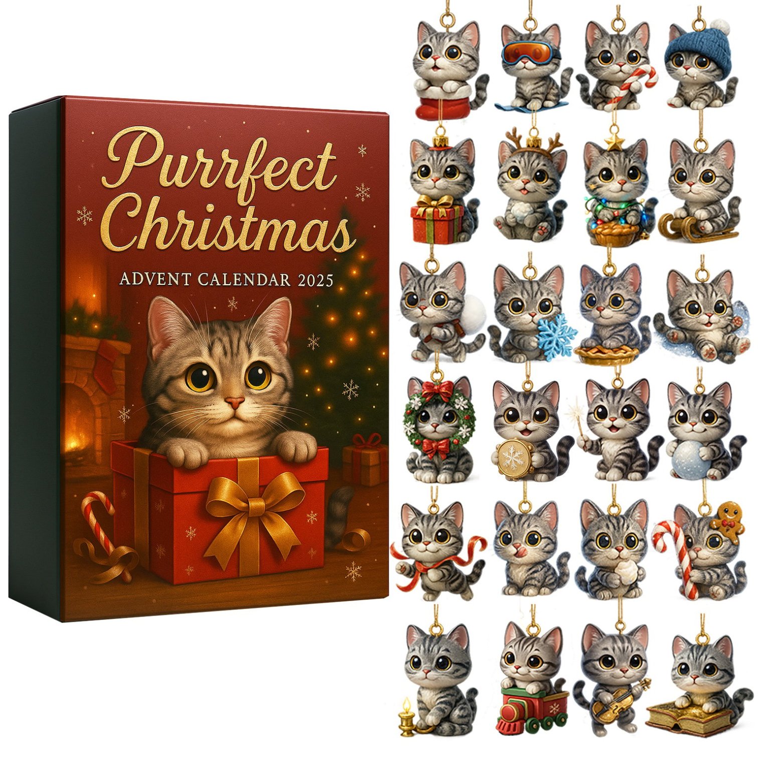 Purrfect Christmas Advent Calendar 2025 Animal Themed Christmas Countdown Cat Gifts For Xmas