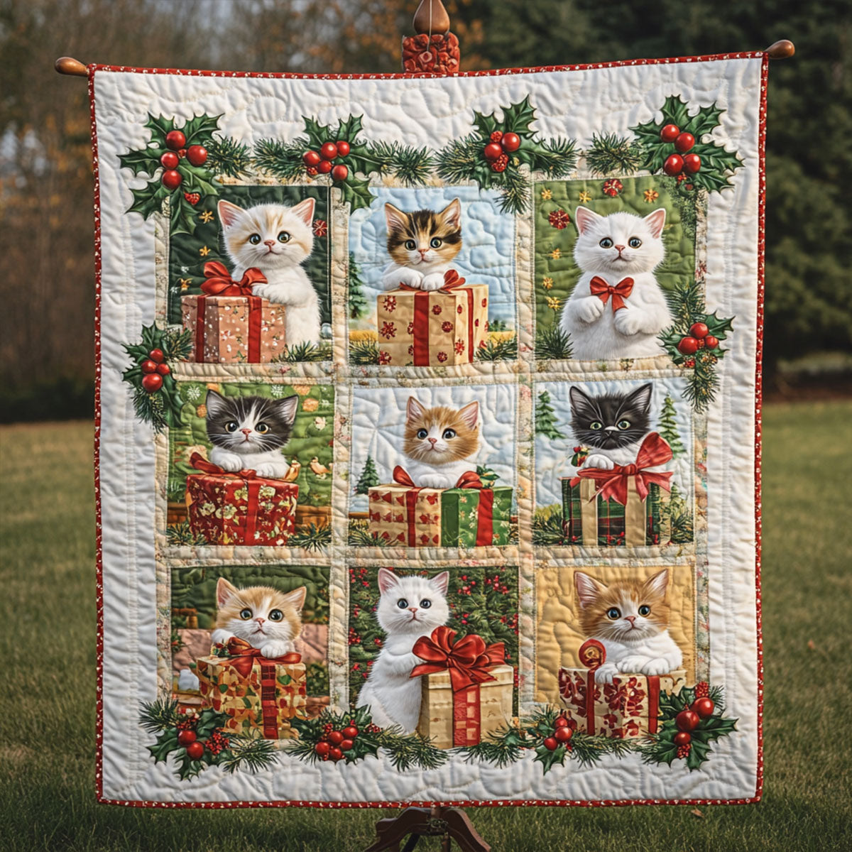 Purrfect Christmas Cheer Quilted Blanket Christmas Presents For Cat Lovers