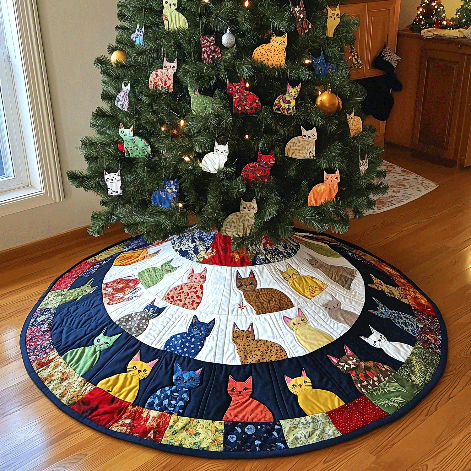 Purrfect Christmas Quilted Christmas Tree Skirt Holiday Merch That Completes Your Christmas Setup