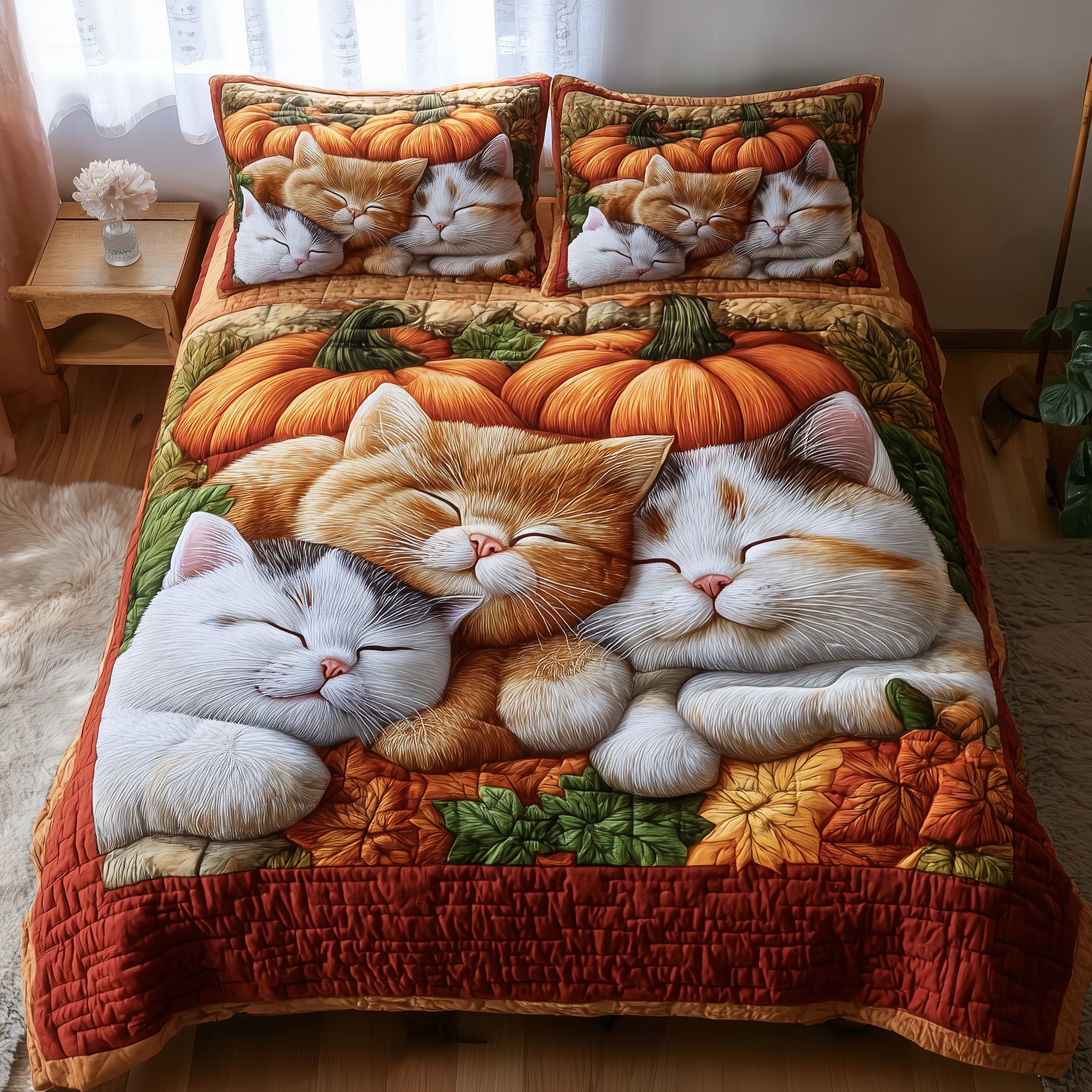 Purrfect Fall Dreams Quilted Bedding Set Create a Cozy Space
