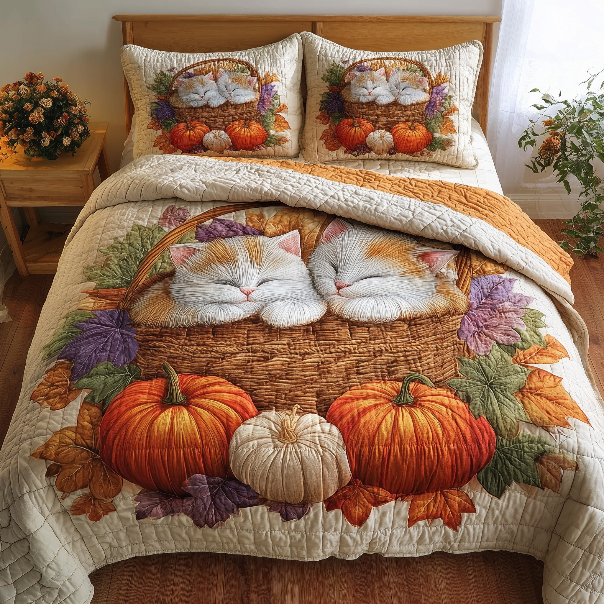 Purrfect Fall Dreams Quilted Bedding Set Wedding Gift