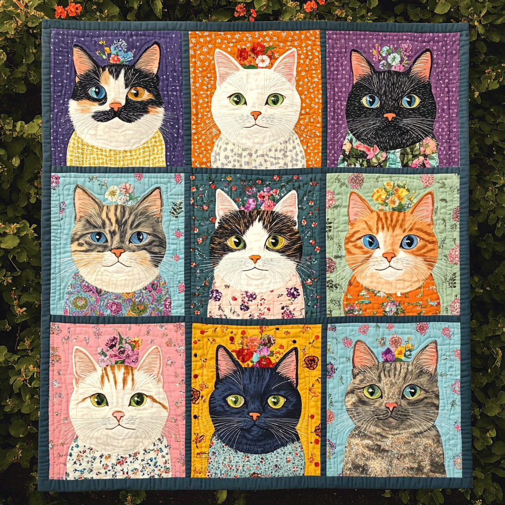 Purrfect Harmony Quilted Blanket Cute Blankets For Her