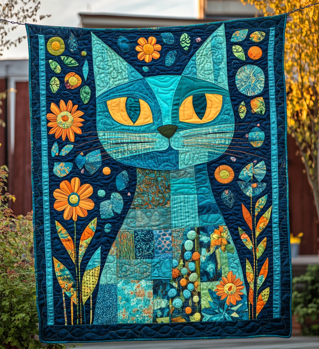 Purrfect Harmony Quilted Blanket Novelty Gifts For Cat Lovers