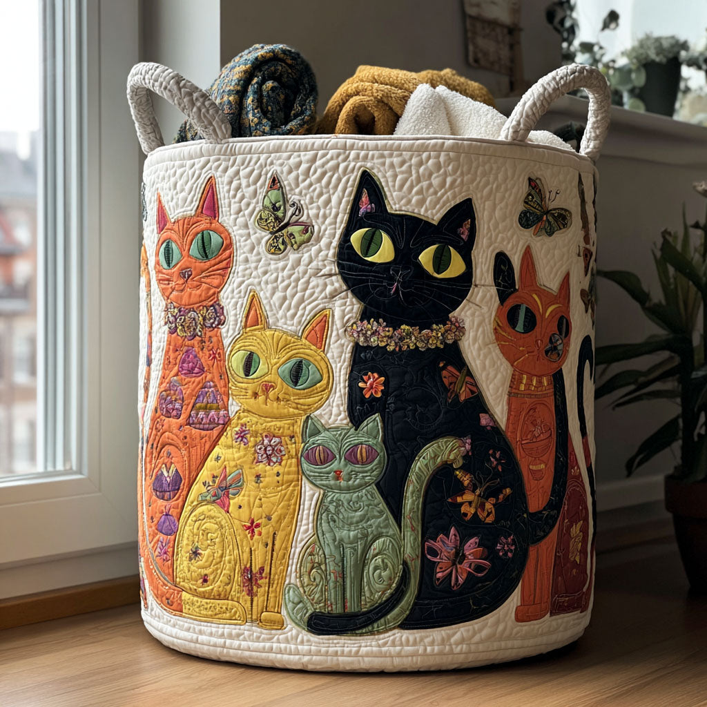 Purrfect Harmony Quilted Laundry Basket Perfect Quilted Laundry Organizer Gift for the Holidays