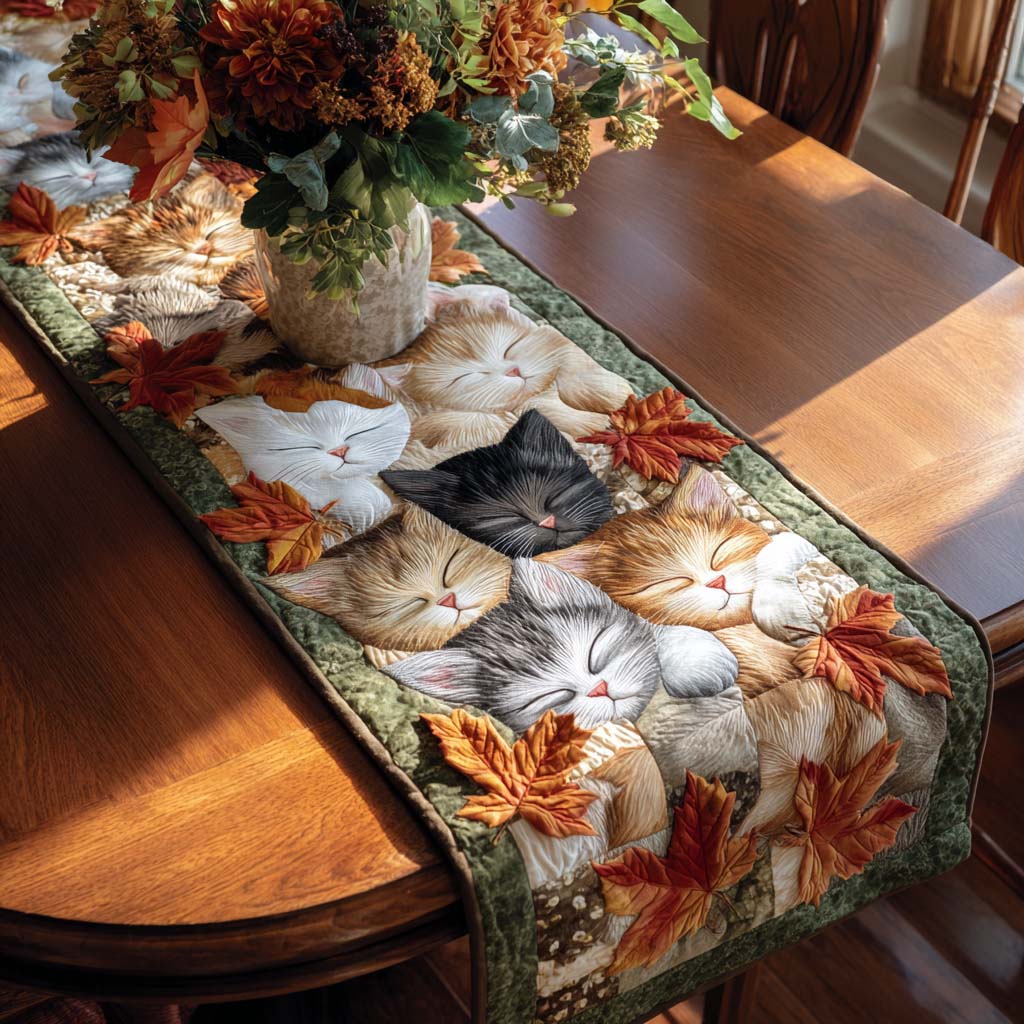 Purrfect Harmony Quilted Table Runner Dining Table Decor Ideas Cool Gifts Cat Lovers