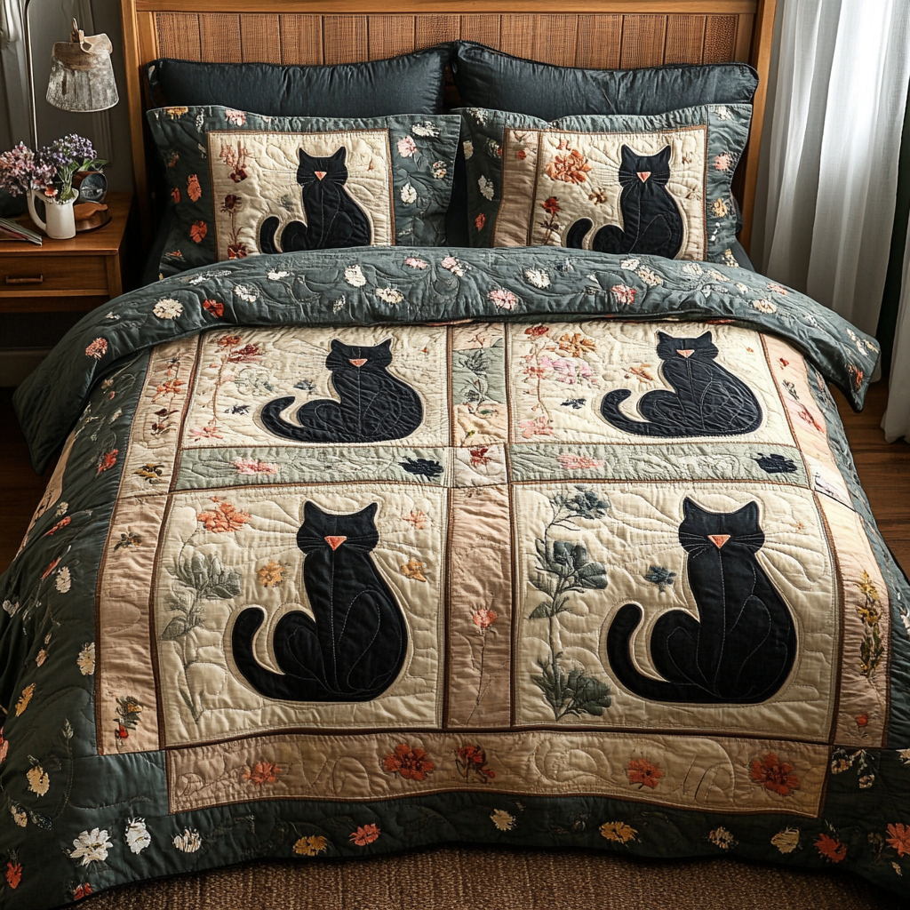 Purrfect Nest Quilted Bedding Set Bed Decorations Cat Related Christmas Gifts
