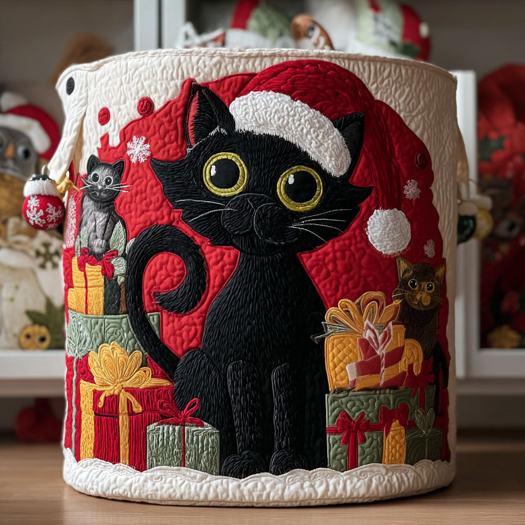 Purrfect Noel Quilted Laundry Basket Spacious Quilted Laundry Organizer for Everyday Living