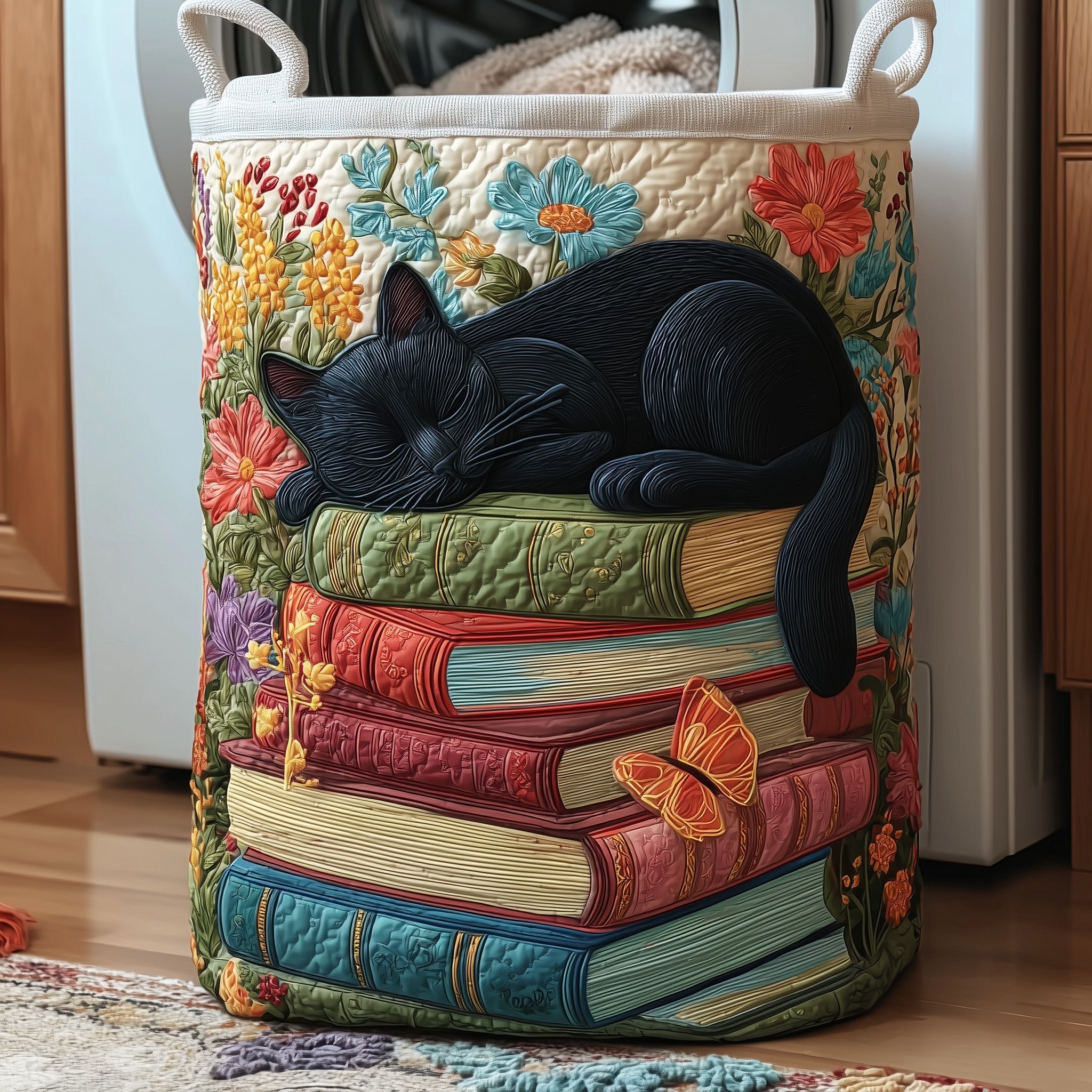 Purrfect Pages Quilted Laundry Basket Present Ideas For Cat Lovers