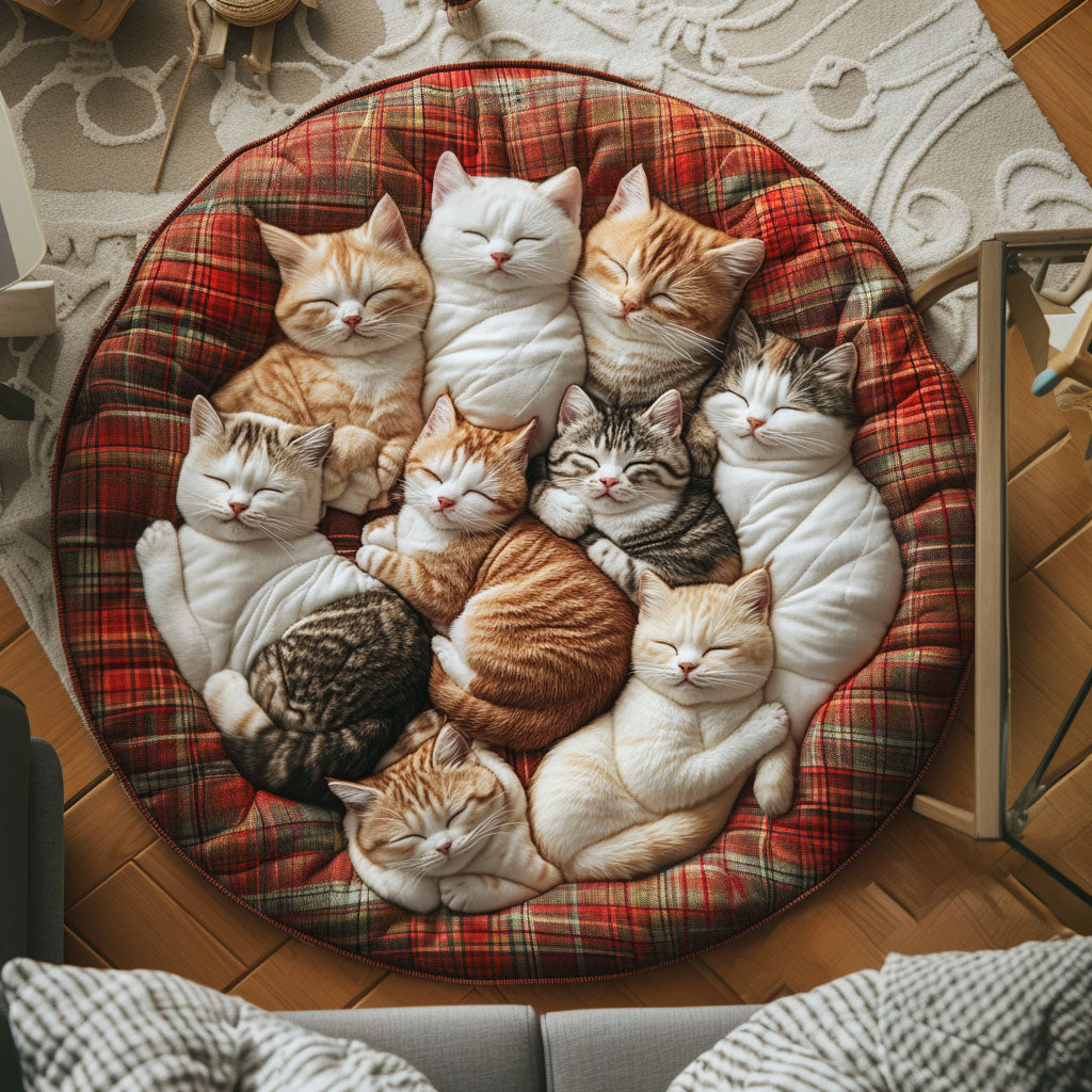 Purrfect Patch Round Quilted Round Mat Entrance Way Ideas Cool Gifts Cat Lovers