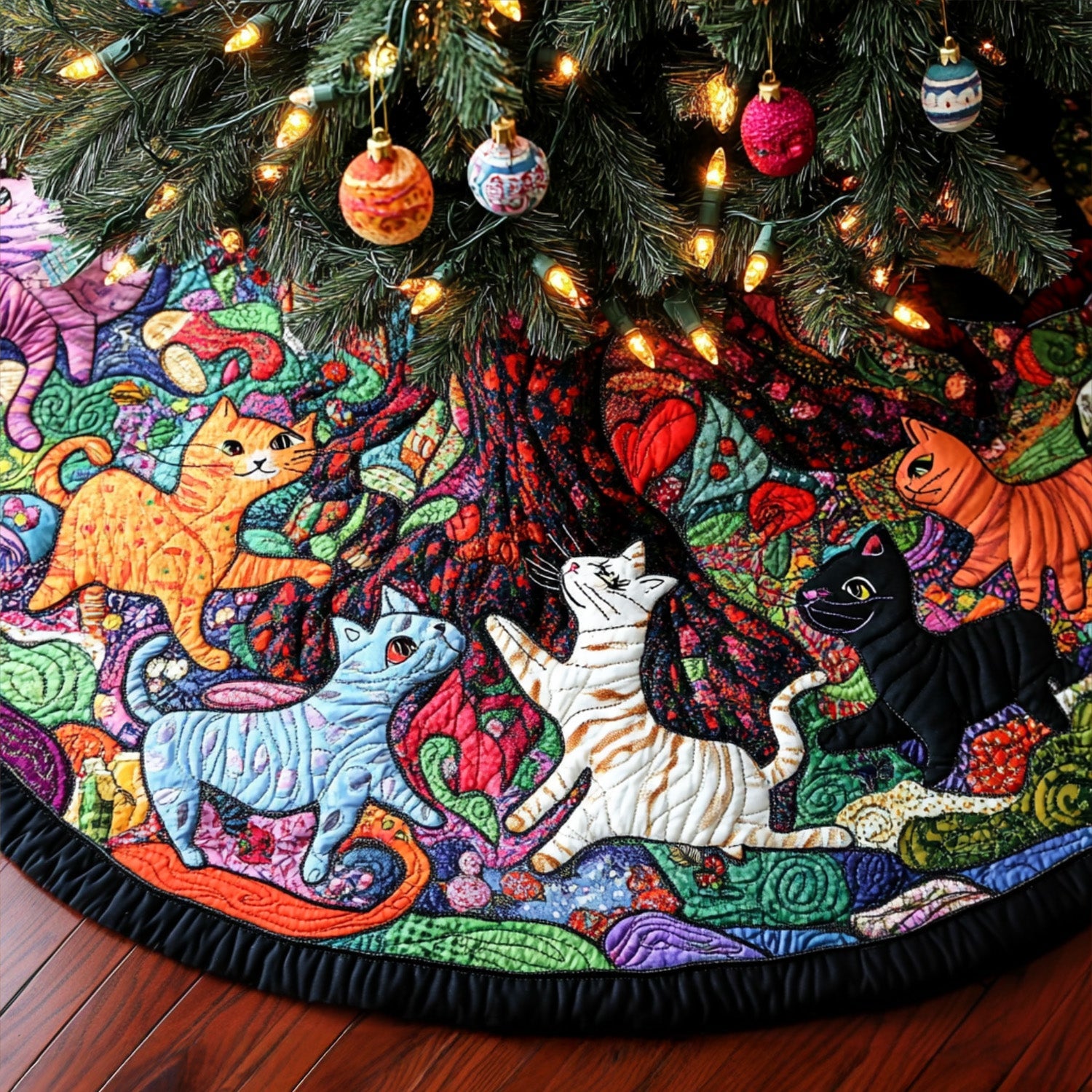 Purrfect Patches Quilted Christmas Tree Skirt Thoughtful Christmas Tree Skirt Gift Idea