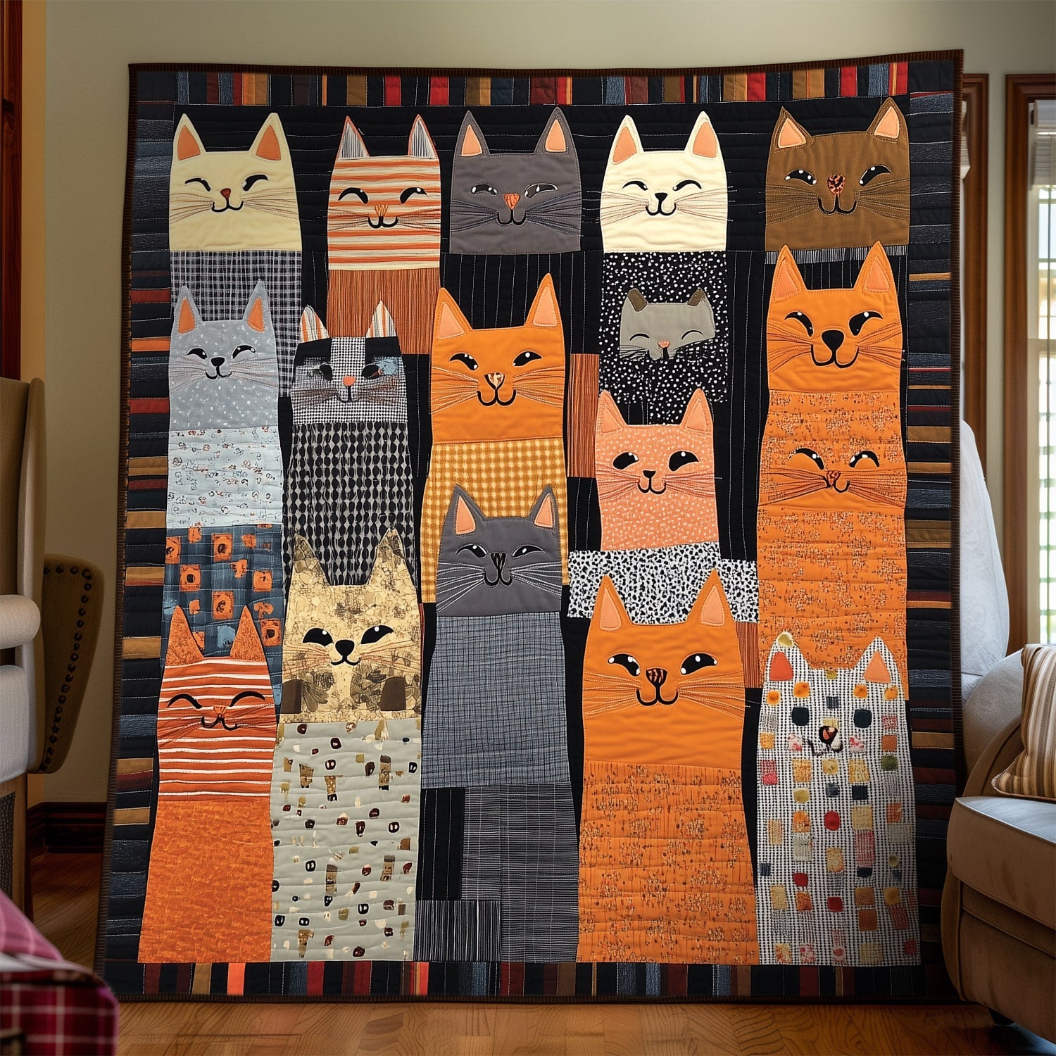 Purrfect Patchwork Quilted Blanket Novelty Gifts For Cat Lovers