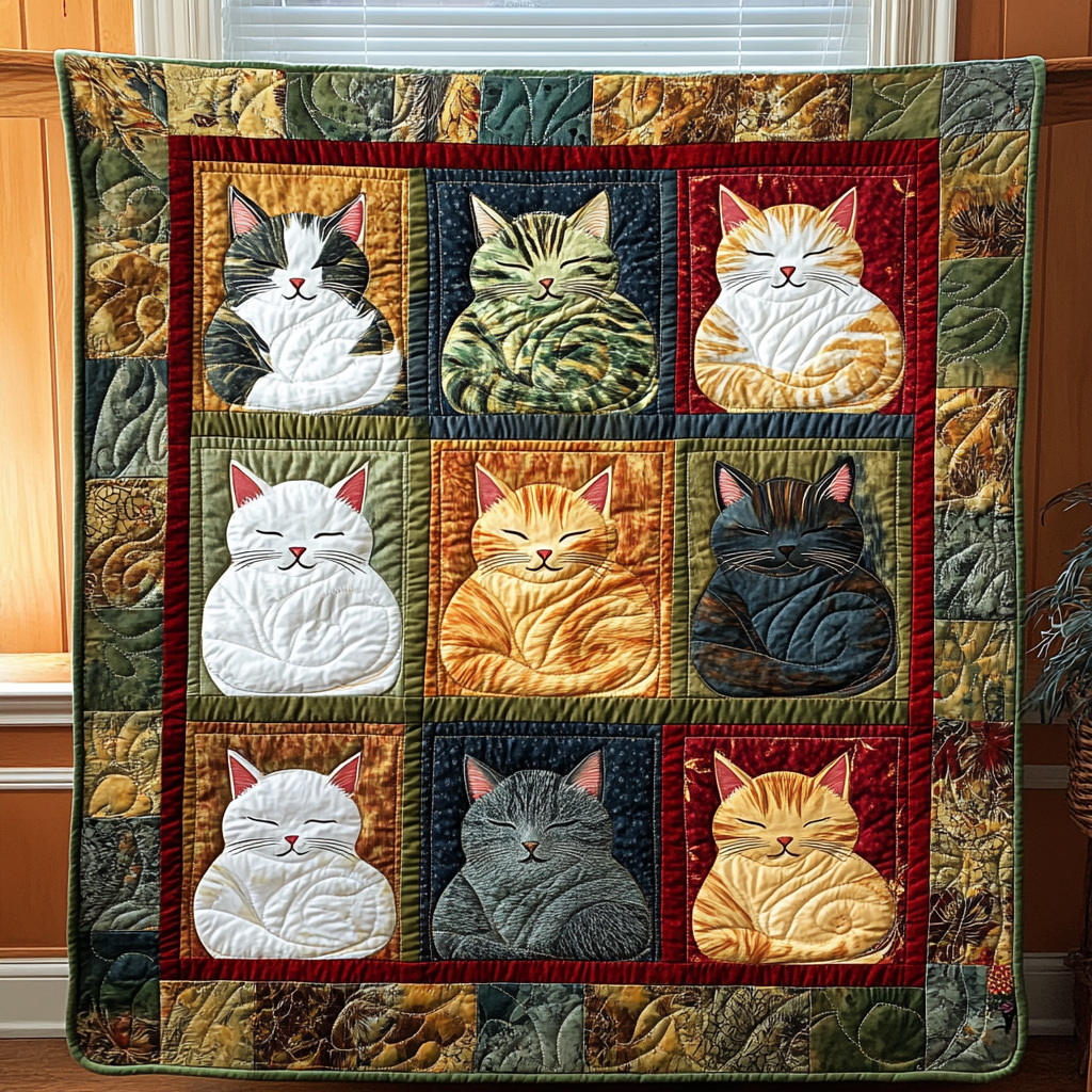 Purrfect Rest Quilted Blanket Novelty Gifts For Cat Lovers