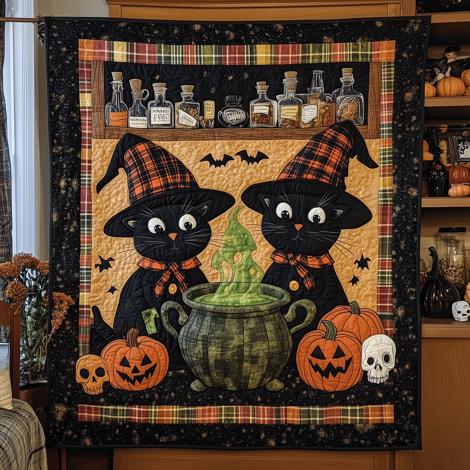 Purrfectly Bewitching Quilted Blanket Cat Christmas Gifts