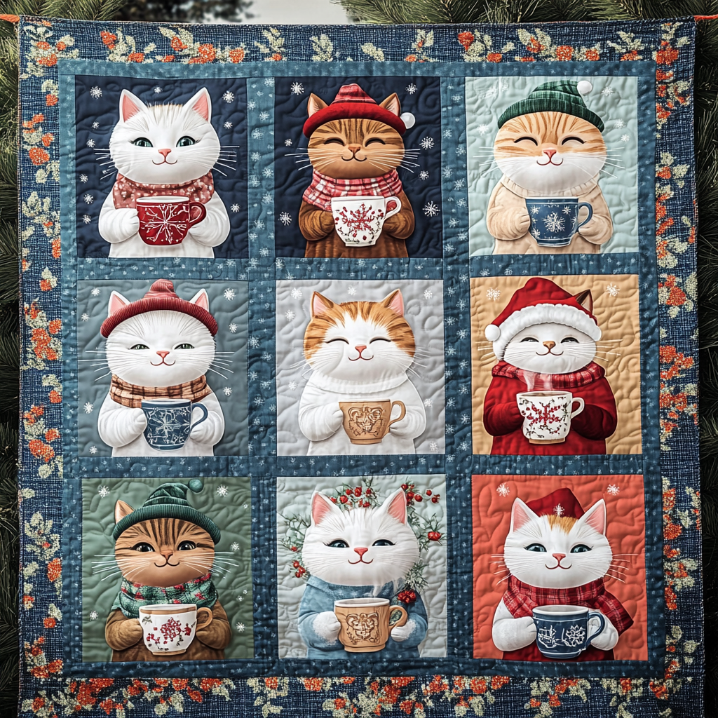 Purrfectly Cozy Cats Quilted Blanket Gifts For Cat Owners