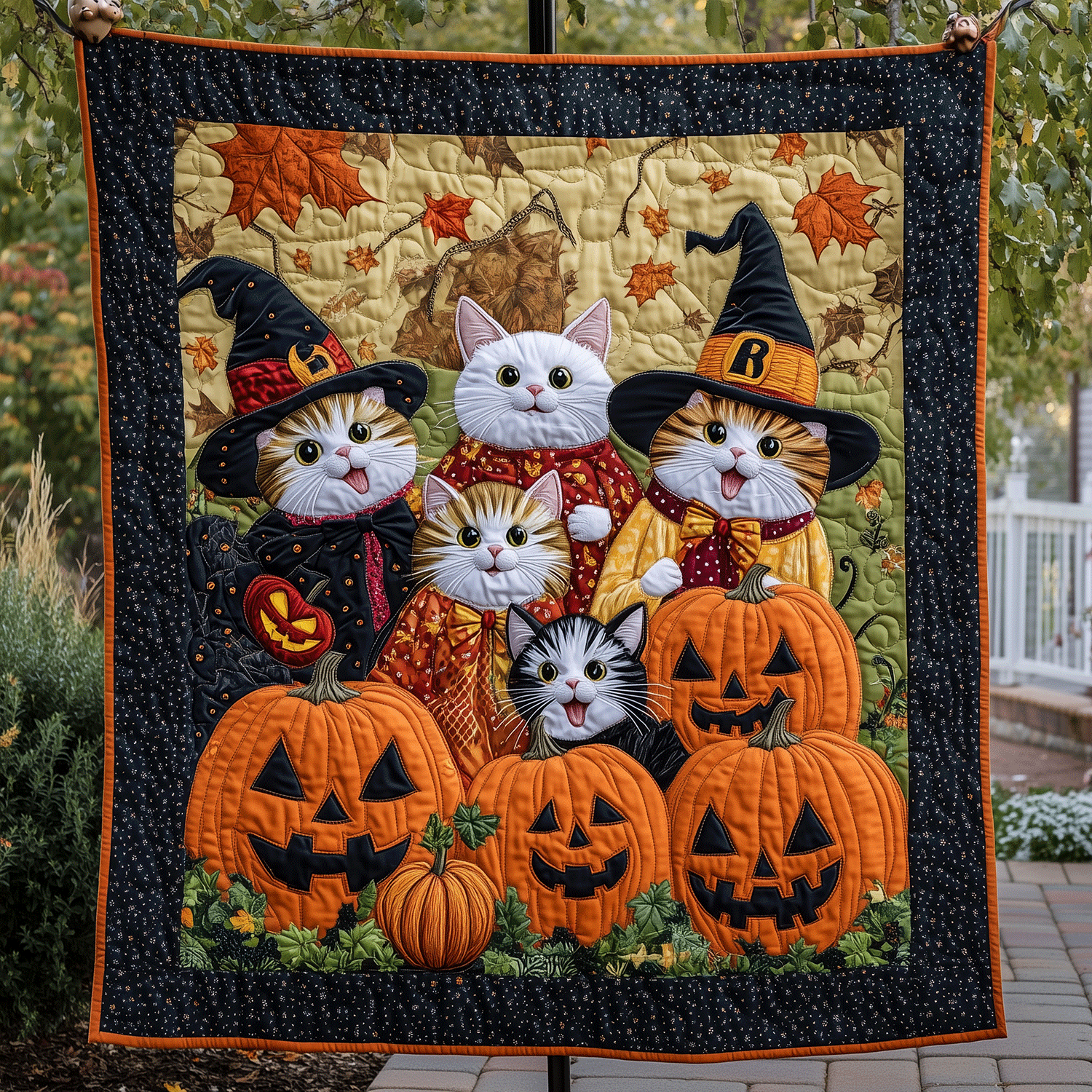 Purrfectly Haunted Quilted Blanket Cat Gifts For Cat Lovers