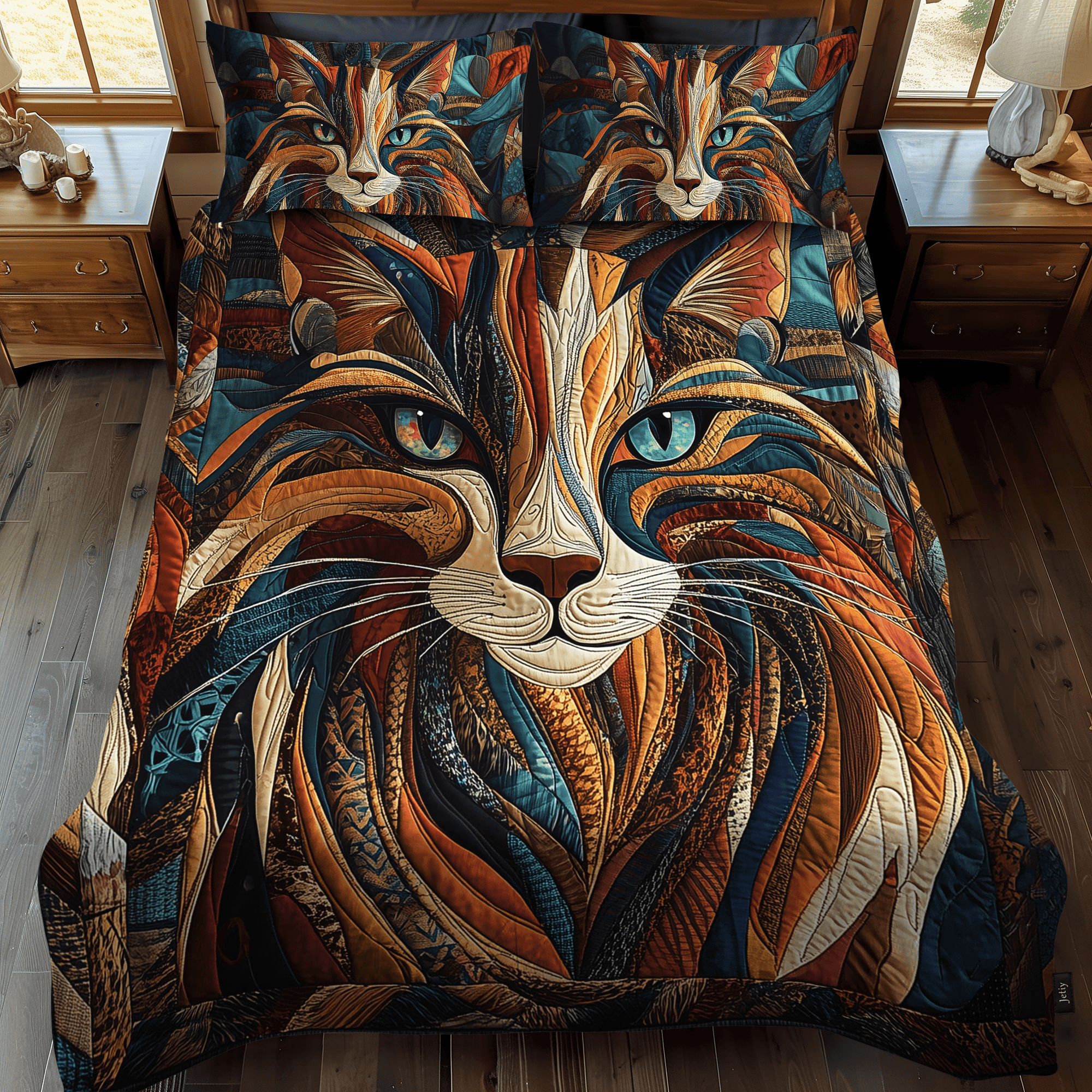 Purrs And Patches Quilted Bedding Set Cozy Decor Unique Gifts For Cat Lovers