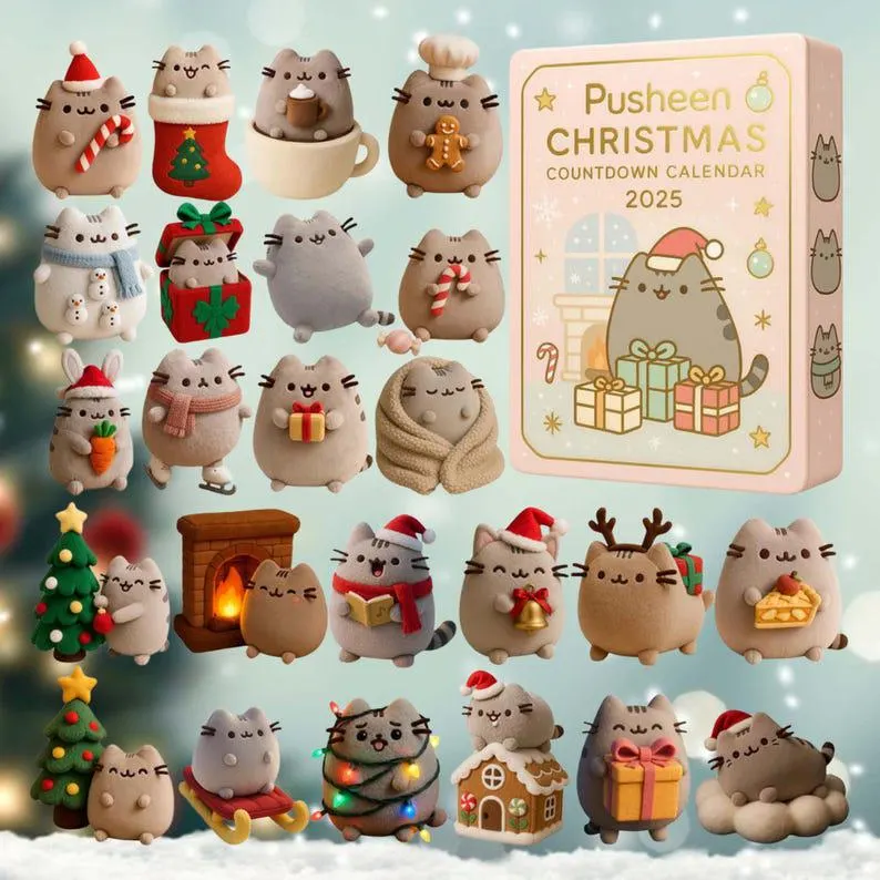 Pusheen Christmas Countdown Calendar 2025 Kids Christmas Countdown Gifts For Teenage Girls