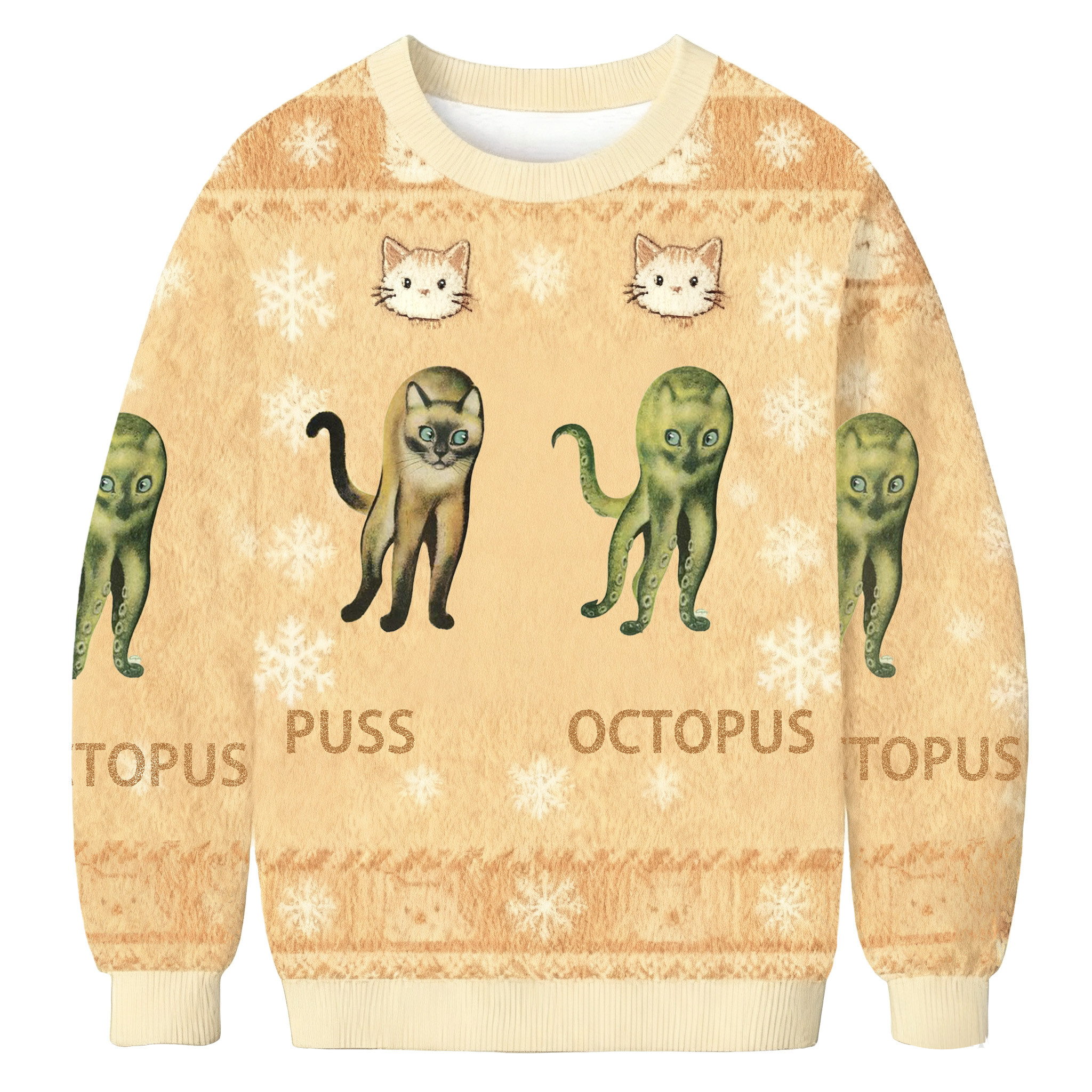 Puss And Octopus Hybrid Meme Christmas Ugly Sweater Christmas Outfits Animal Lover Xmas Gift