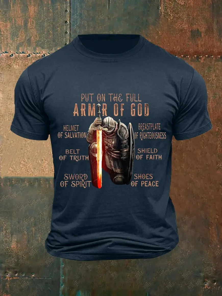 Put On The Full Armor Of God T-Shirt Kneeling Knight Ephesians 6 Christian Apparel Gift For Believers