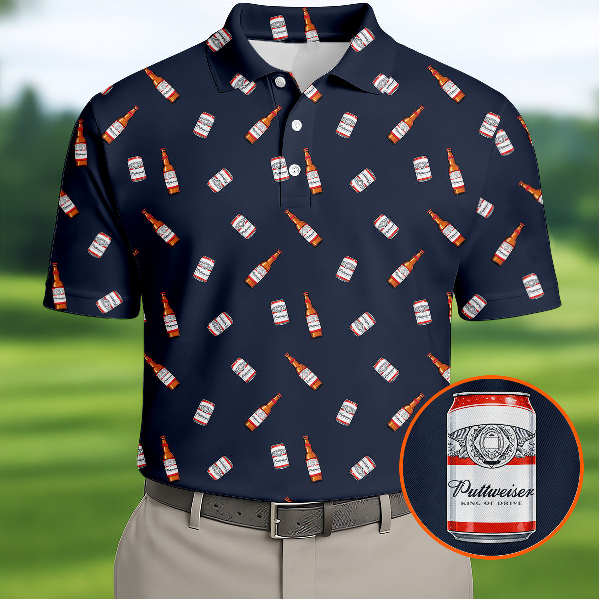 Puttweiser King Of Drive Golf And Beer Polo Shirt Golf Clothes Father's Day Gift