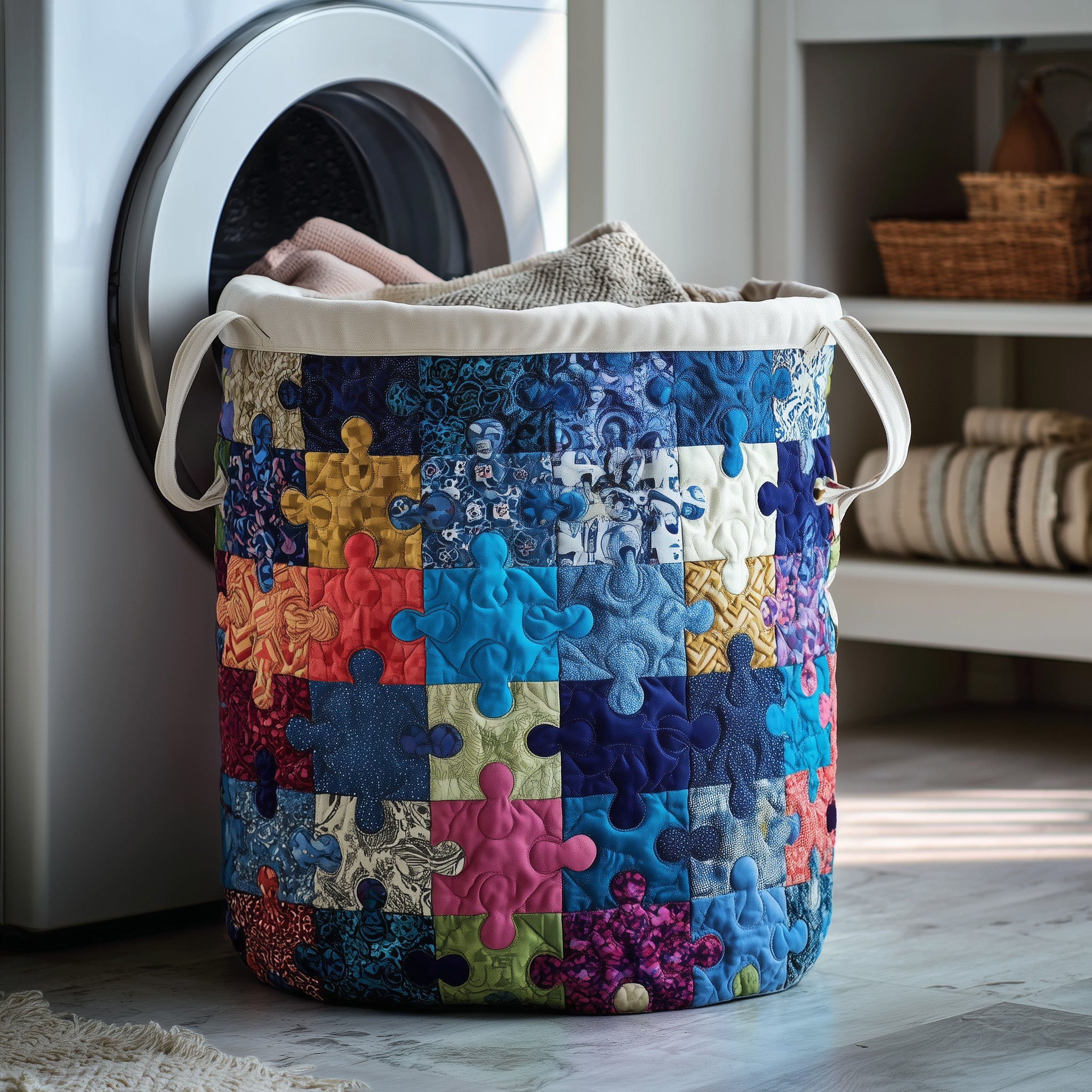 Puzzling Colors Quilted Laundry Basket Gift Ideas For Best Friend Female