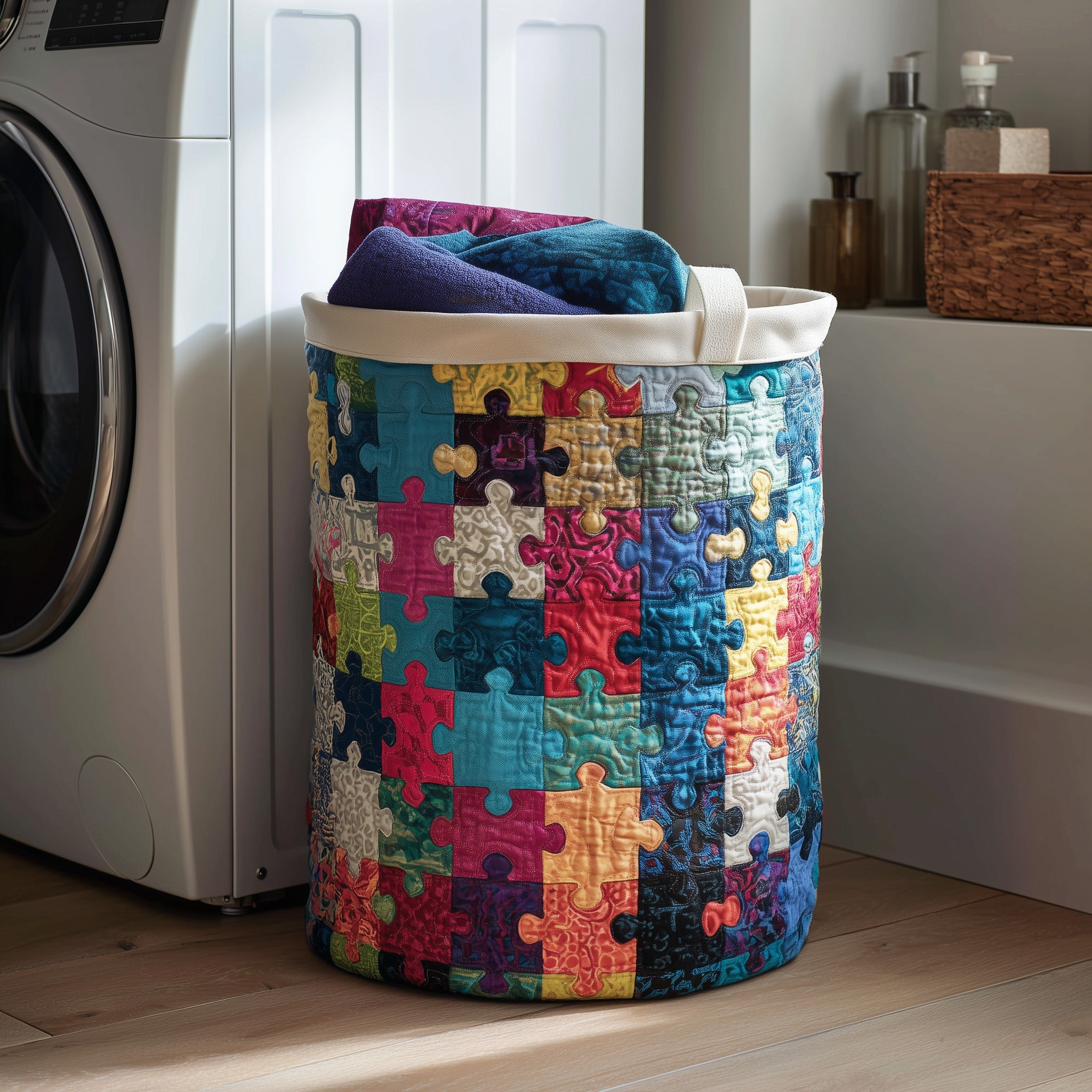 Puzzling Colors Quilted Laundry Basket Gifts For Friends Women
