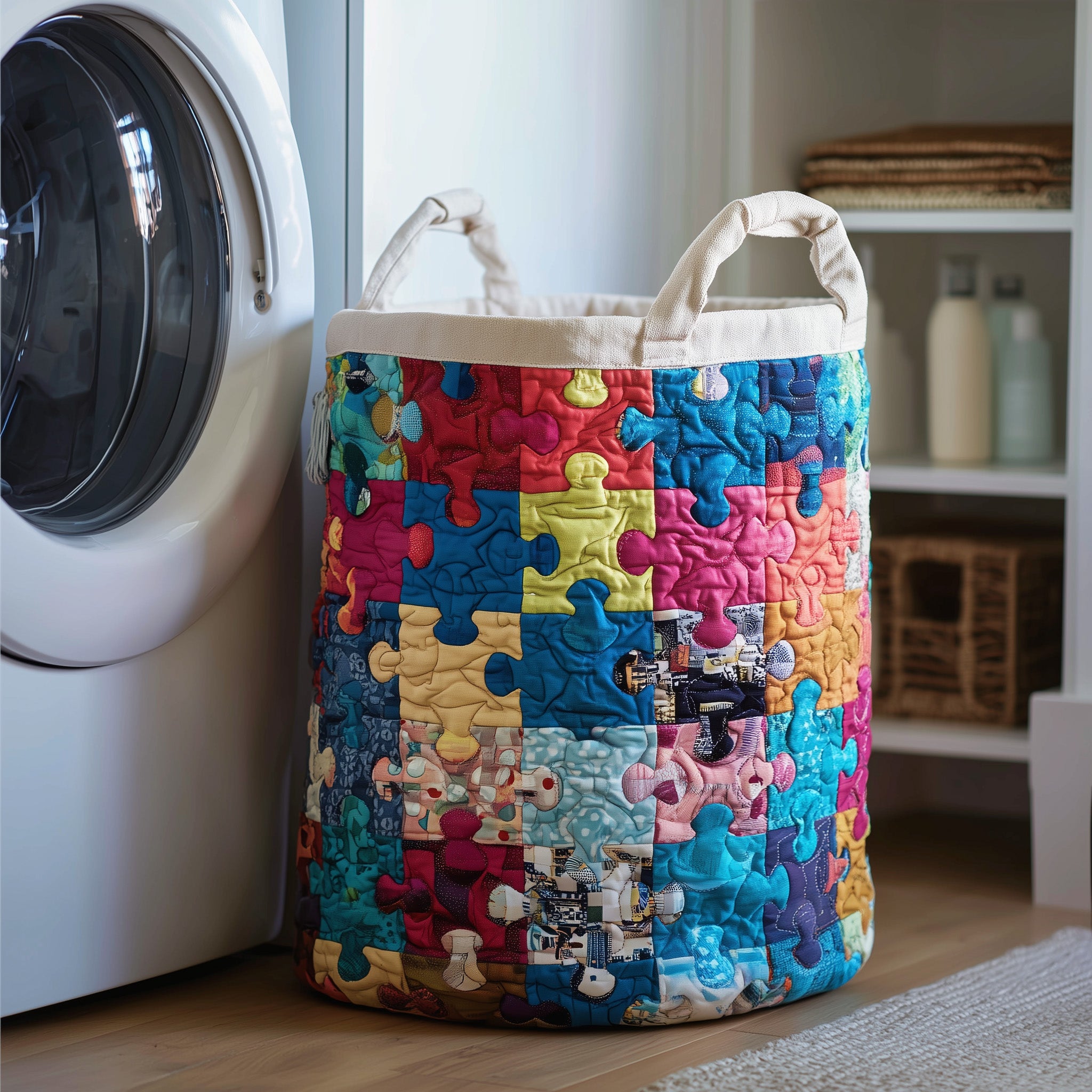 Puzzling Colors Quilted Laundry Basket Gifts For Your Best Friend