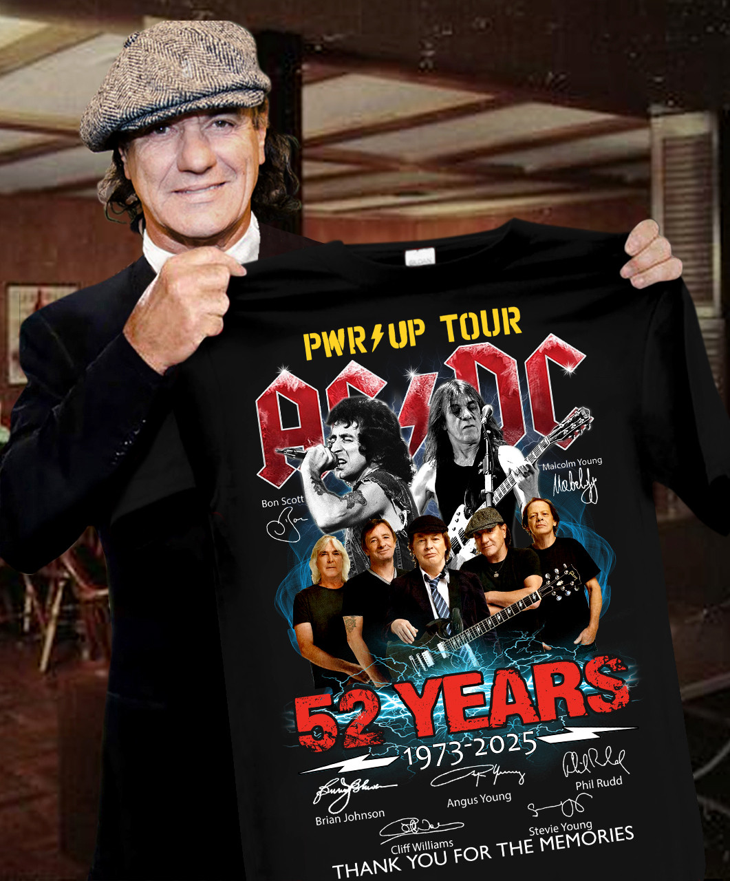 Pwr Up 52 Years 1973 2025 Tour Ac Dc Thank You For The Memories T-Shirt Rock Band Fan Gifts