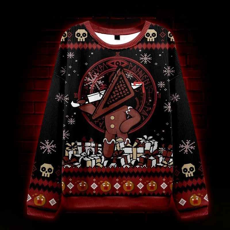 Pyramid Head Killer Ugly Christmas Sweater Scary Xmas Clothing Gifts For Friends