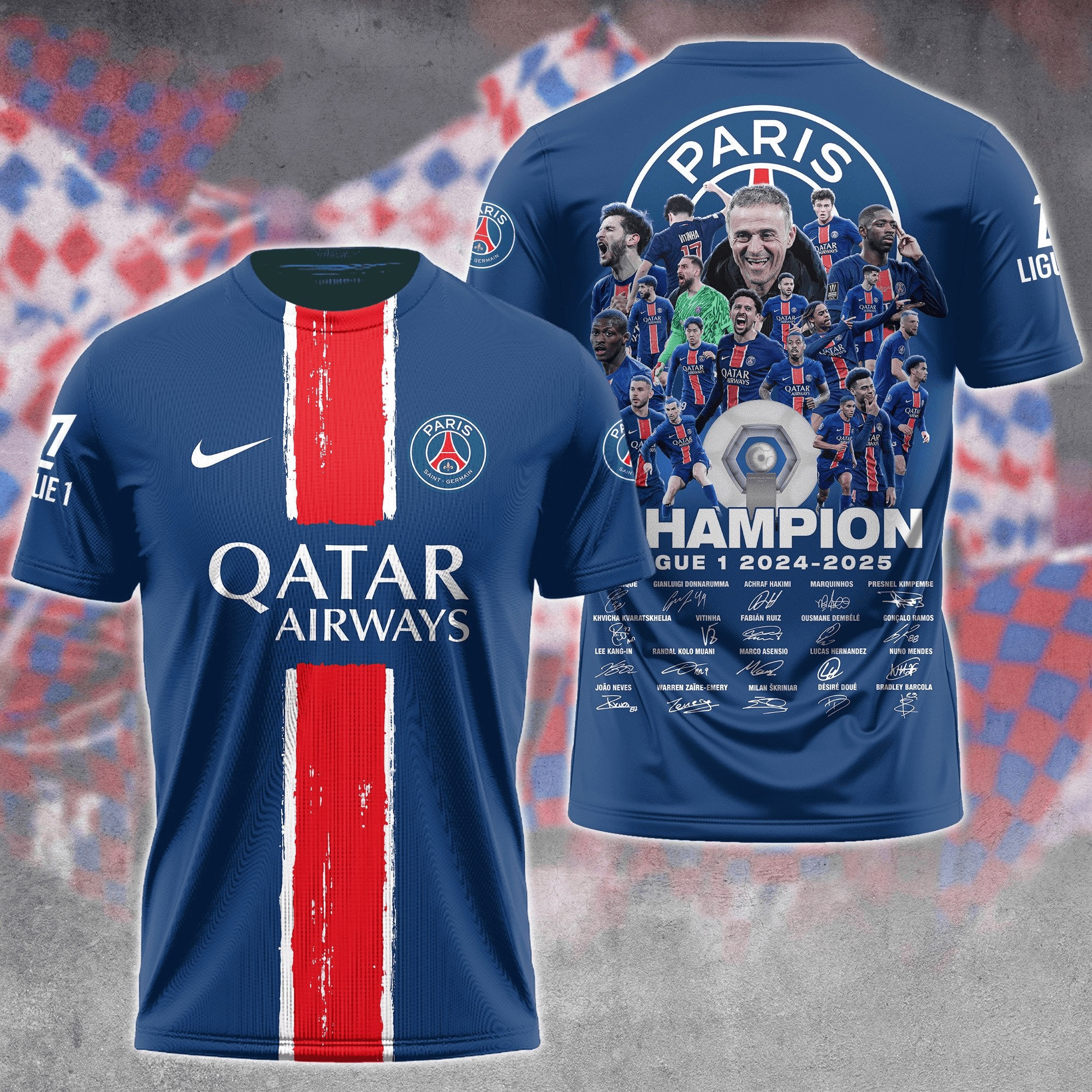 Qatar Airways Parisiens And Champions Ligue 1 2024 2025 Shirt Gifts For Fans