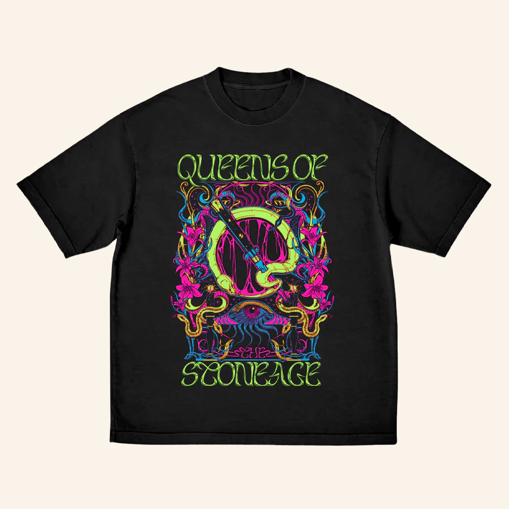 QOTSA Merch Glow Psychedelic Emblem T-Shirt Gifts For Rock Music Fans QOTSA Merch Glow Psychedelic Emblem T-Shirt Gifts For Rock Music Fans