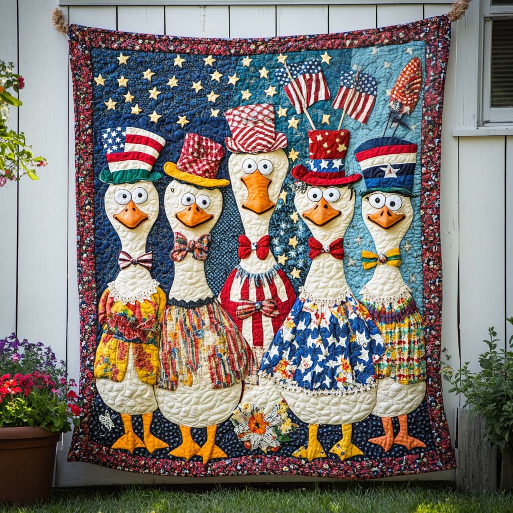 Quack for Liberty Quilted Blanket Christmas Throw Blanket Patriotic Gifts For Dad